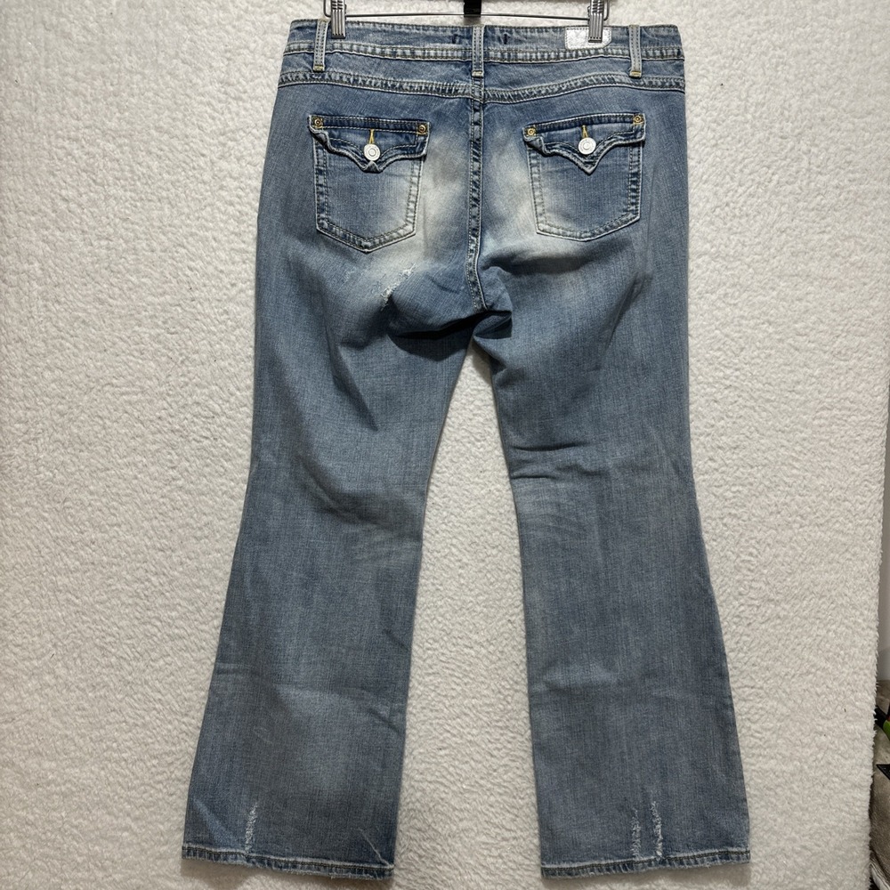 VIGOSS Jeans‎ Flared/Wide Leg Blue Distressed/Ripped Flap Pockets Denim Size 16